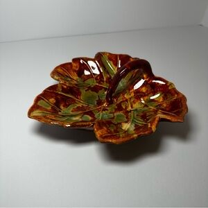 Hot Springs Pottery Arkansas Studio Pottery Maple Leaf Trinket Candy Nut Dish
